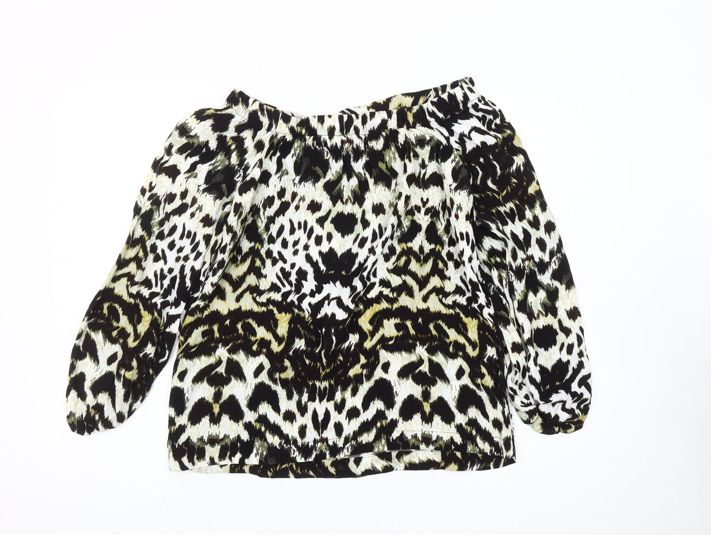 Karen Millen Women's Multicoloured Leopard Print Peasant Blouse UK 8