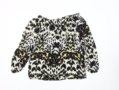 Karen Millen Women's Multicoloured Leopard Print Peasant Blouse UK 8