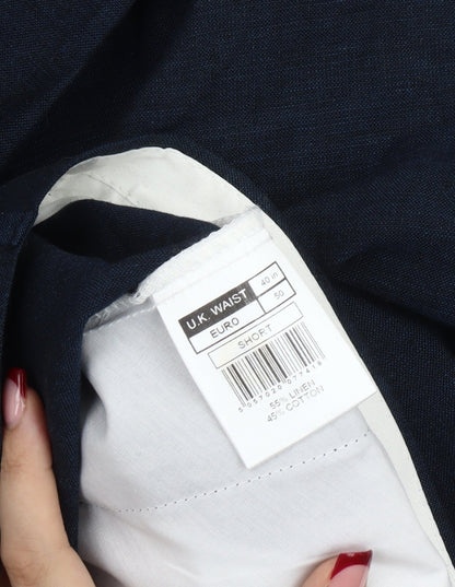 Racing Green Men's Blue Linen Cotton Chino Trousers 40in Waist