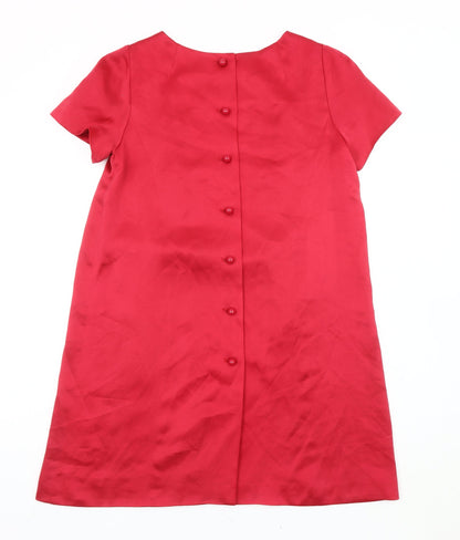Jesiré Women's Red Silk Shift Dress Size 6 Knee Length Classic