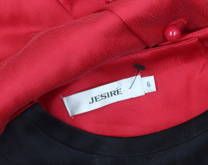 Jesiré Women's Red Silk Shift Dress Size 6 Knee Length Classic