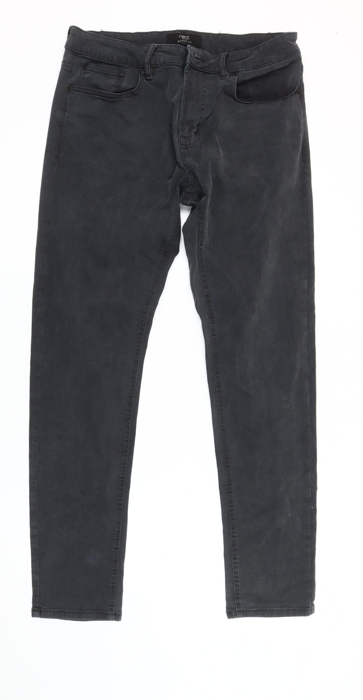 Next Men's Black Skinny Jeans 34W 31L Slim Fit Dark Wash Denim