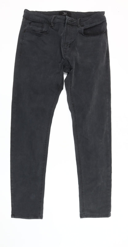 Next Men's Black Skinny Jeans 34W 31L Slim Fit Dark Wash Denim
