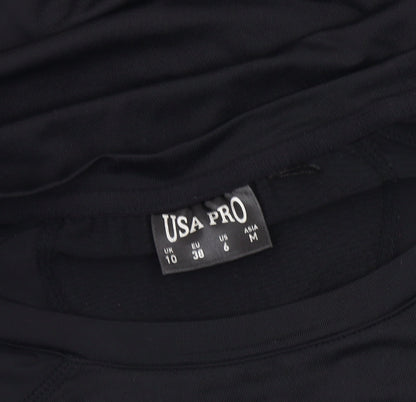 USA Pro Women’s Black Slim Fit Short Sleeve Gym T-Shirt UK 10