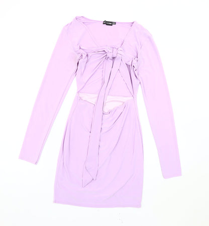 PrettyLittleThing Women’s Purple Size 10 Bodycon Party Dress Long Sleeve