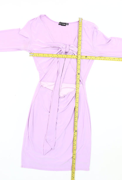 PrettyLittleThing Women’s Purple Size 10 Bodycon Party Dress Long Sleeve