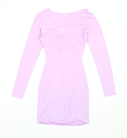 PrettyLittleThing Women’s Purple Size 10 Bodycon Party Dress Long Sleeve