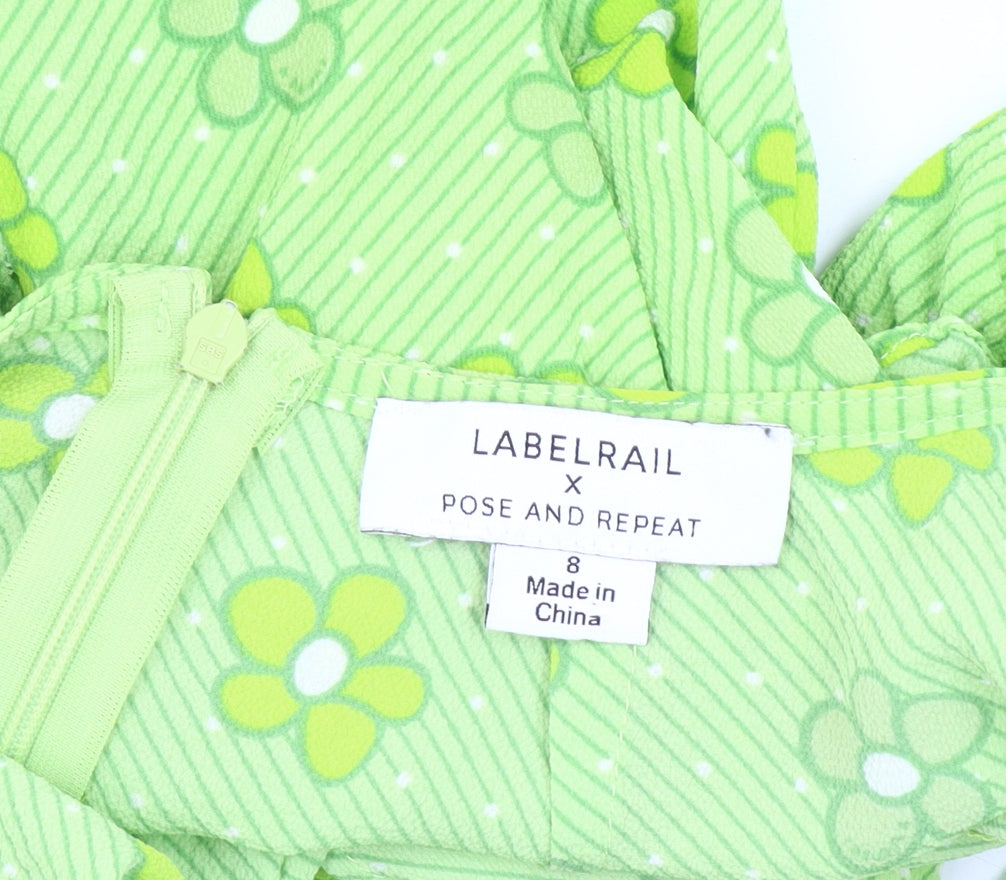 Labelrail Green Floral Slip Dress Women’s Size 8 Summer Party Wear