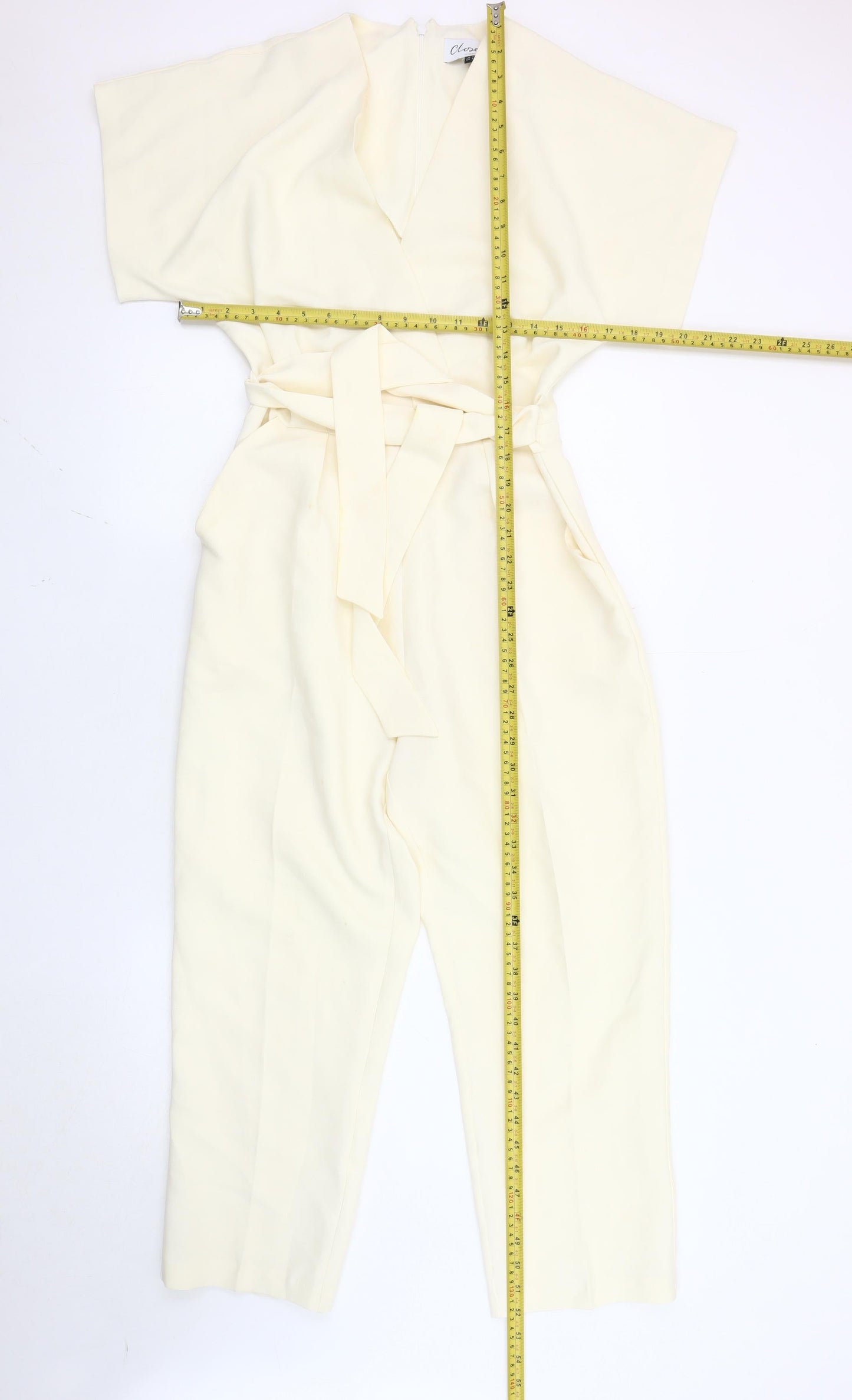 Closet London Women’s Ivory UK 8 Belted Kimono Sleeve Jumpsuit