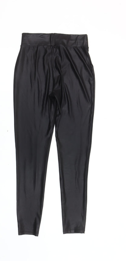 Lipsy Women’s Black Slim Fit Satin Look Leggings Size 8