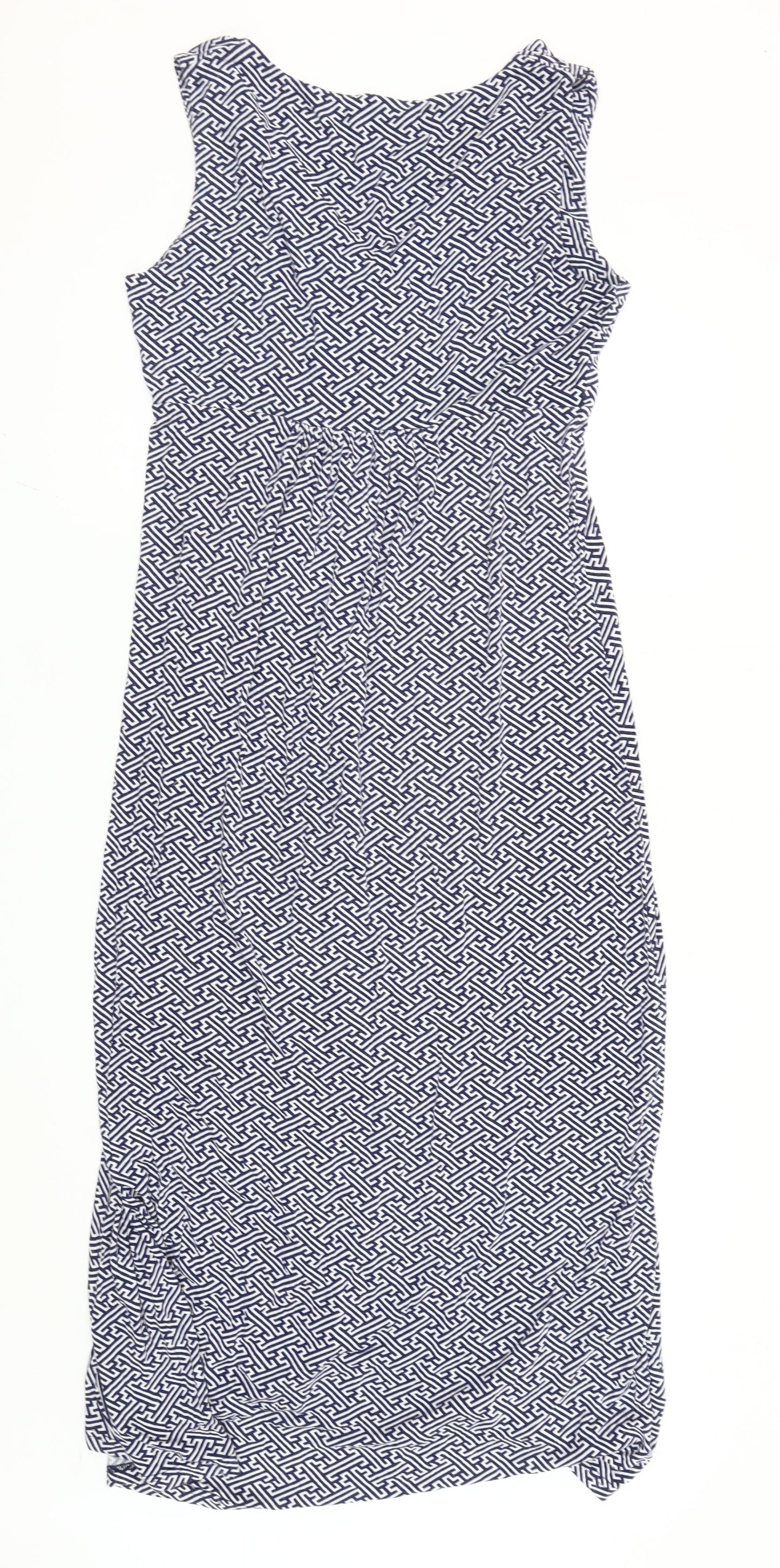 Lily & Me Women’s Blue Geometric Maxi Dress Size 14 Sleeveless V-Neck