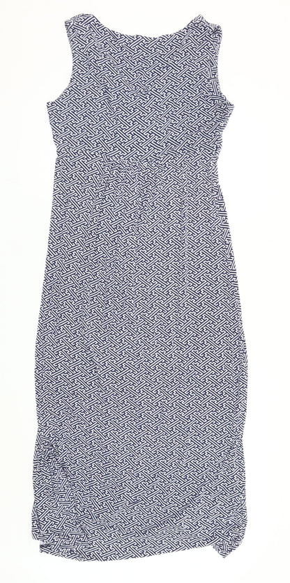Lily & Me Women’s Blue Geometric Maxi Dress Size 14 Sleeveless V-Neck