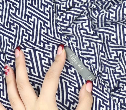 Lily & Me Women’s Blue Geometric Maxi Dress Size 14 Sleeveless V-Neck