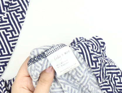 Lily & Me Women’s Blue Geometric Maxi Dress Size 14 Sleeveless V-Neck