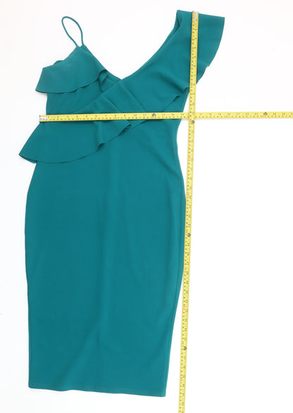 River Island Women’s Green One Shoulder Bodycon Dress Size 10