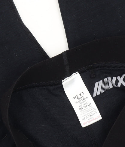 Next Girls Black 10 Years Slim Fit Activewear Leggings Cotton Blend