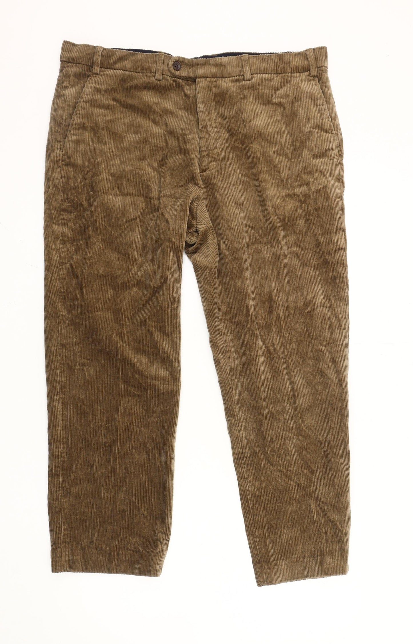 Brook Taverner Men's Brown Corduroy Chino Trousers 40W Regular Fit