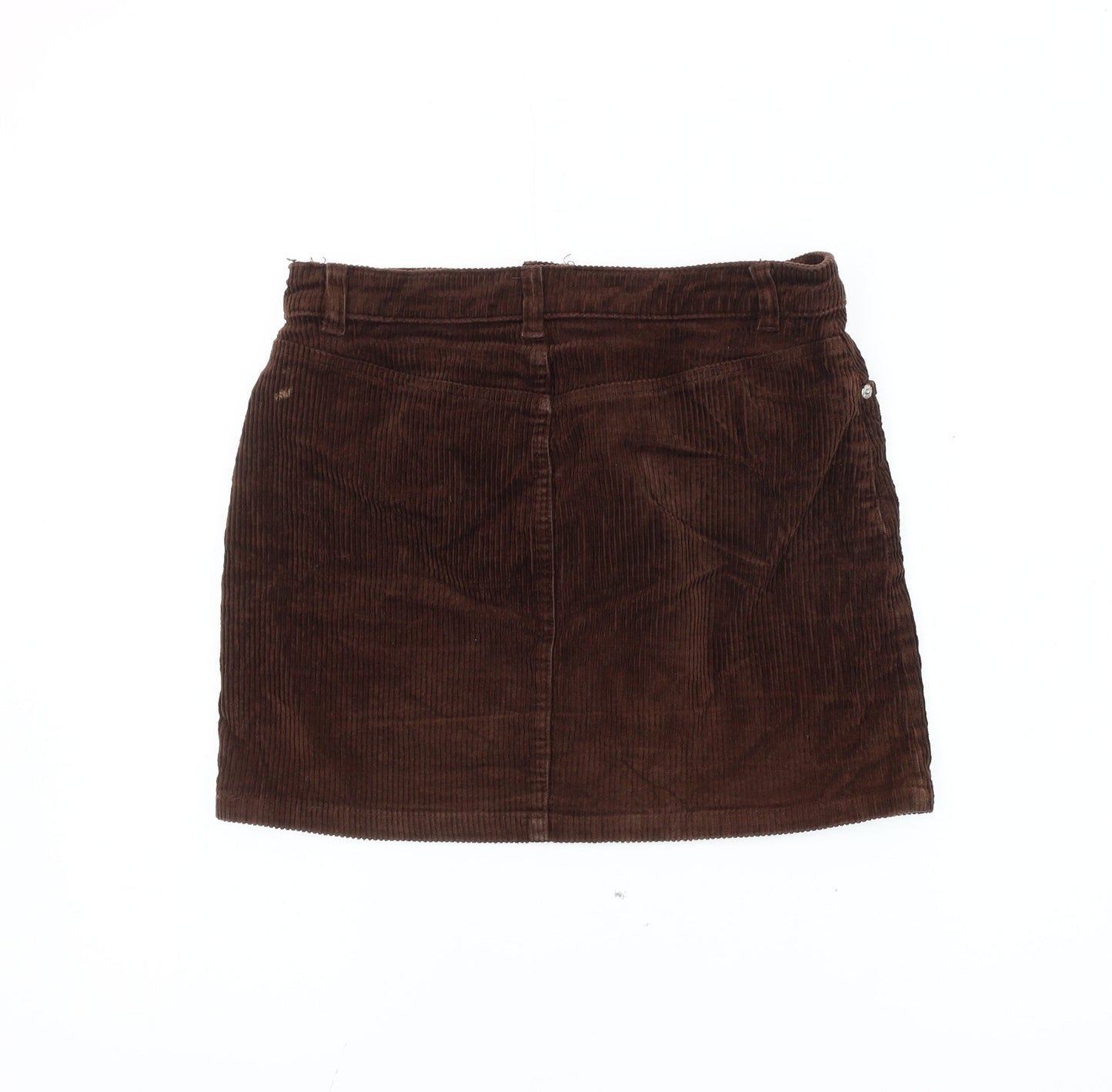 Monki Women’s Brown Corduroy Short Skirt Size 12 High Waist Casual