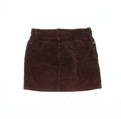 Monki Women’s Brown Corduroy Short Skirt Size 12 High Waist Casual