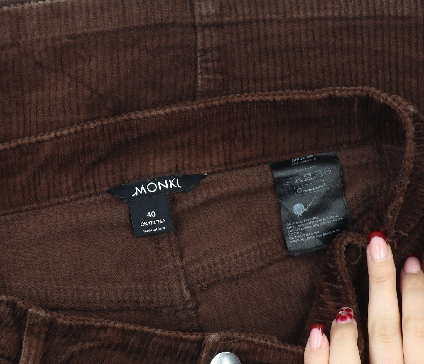 Monki Women’s Brown Corduroy Short Skirt Size 12 High Waist Casual