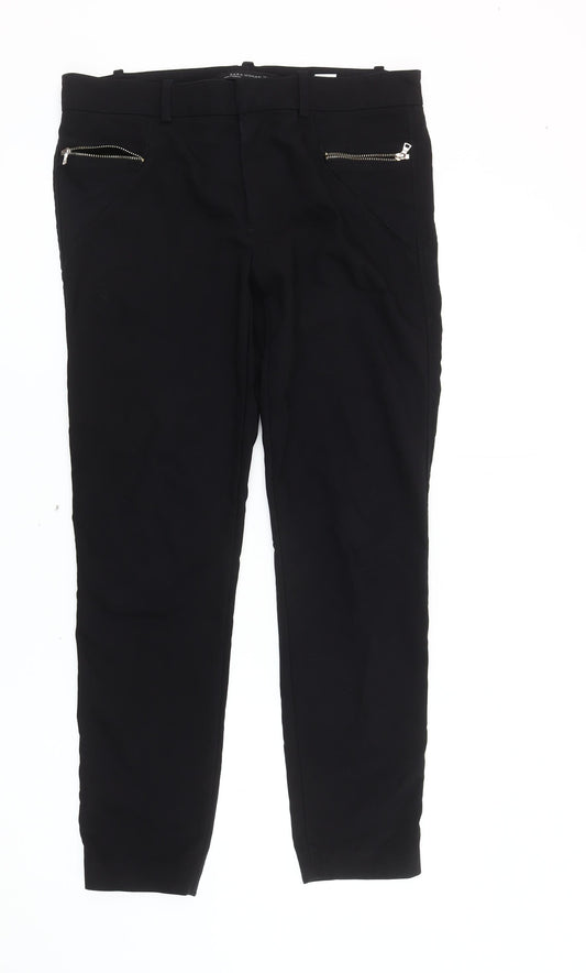 Zara Woman Black Slim Fit Zip Accent Women's Trousers L