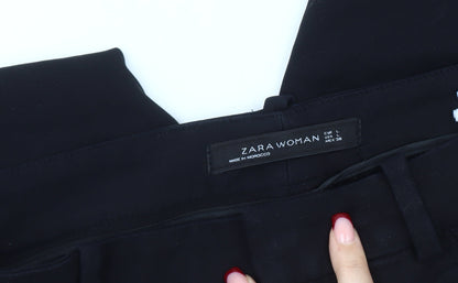 Zara Woman Black Slim Fit Zip Accent Women's Trousers L