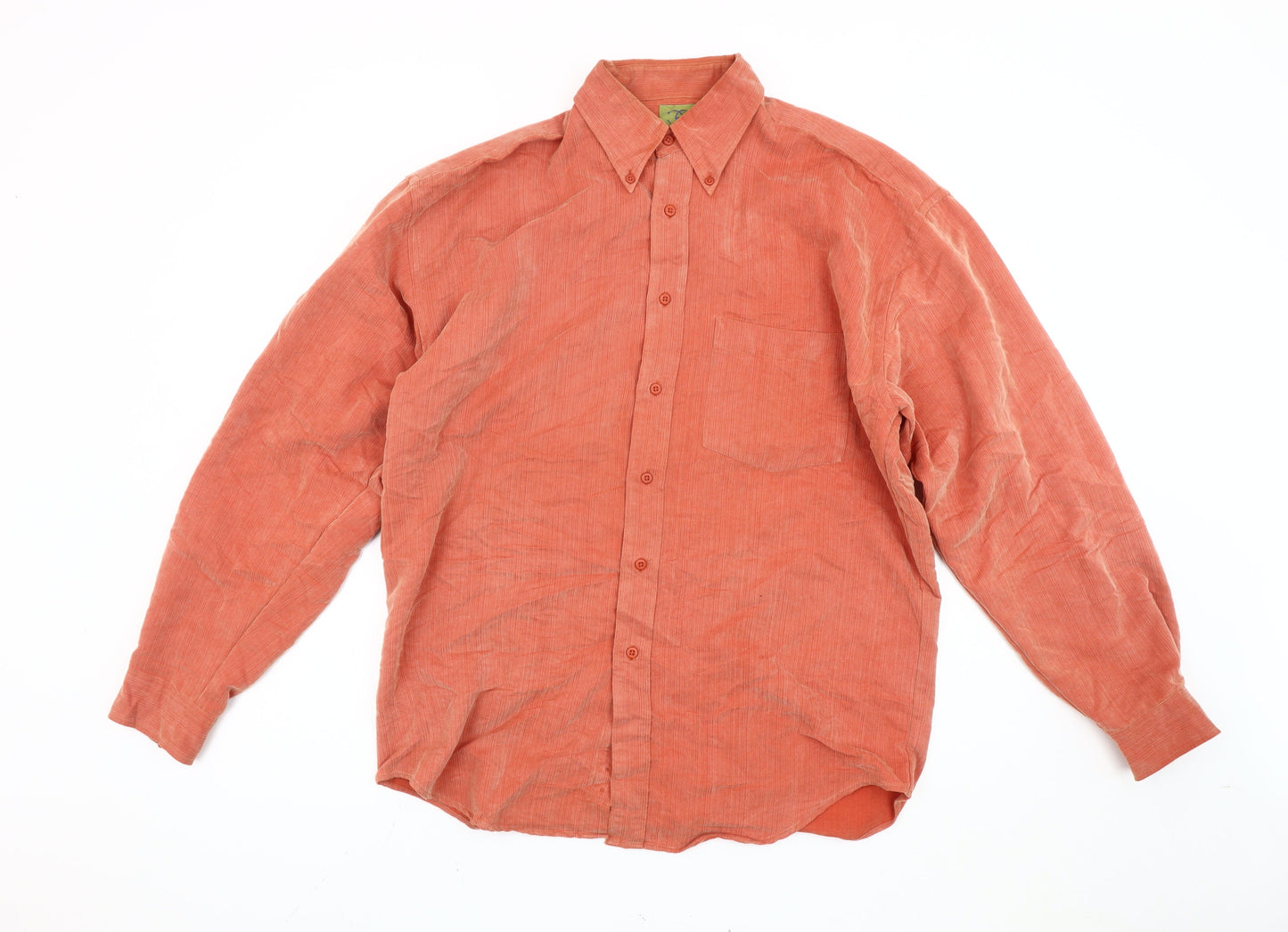 Ciro Citterio Men's Orange Long Sleeve Woven Button-Up Shirt M 42in
