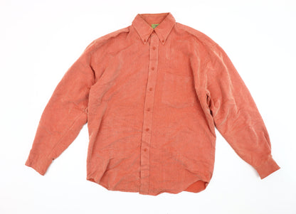 Ciro Citterio Men's Orange Long Sleeve Woven Button-Up Shirt M 42in