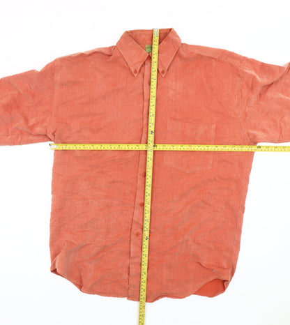 Ciro Citterio Men's Orange Long Sleeve Woven Button-Up Shirt M 42in