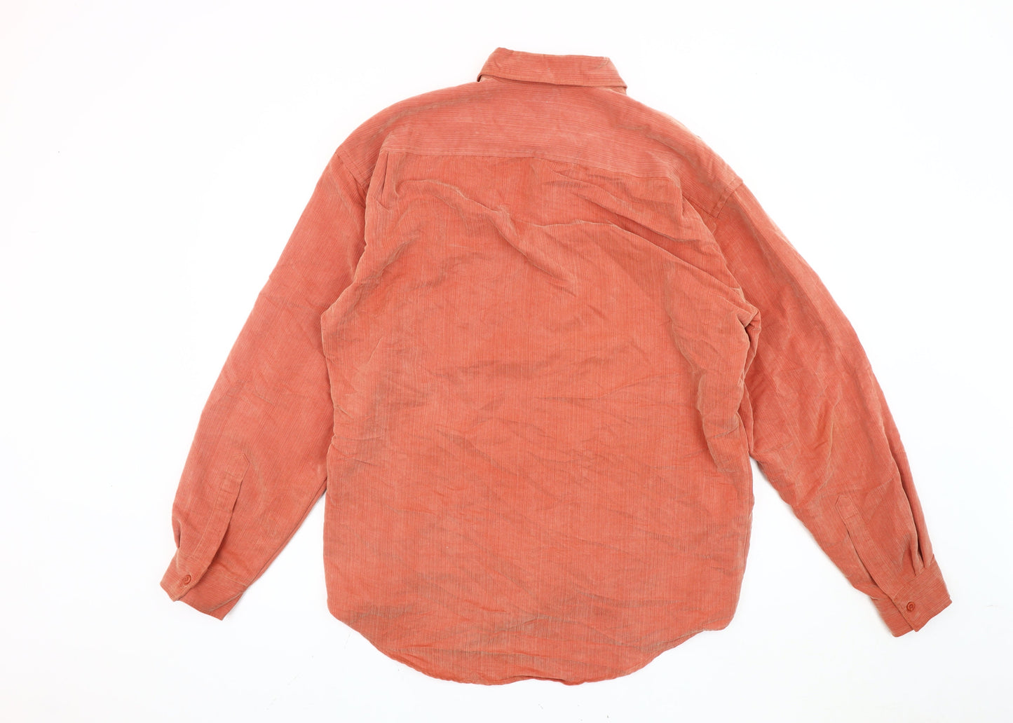 Ciro Citterio Men's Orange Long Sleeve Woven Button-Up Shirt M 42in