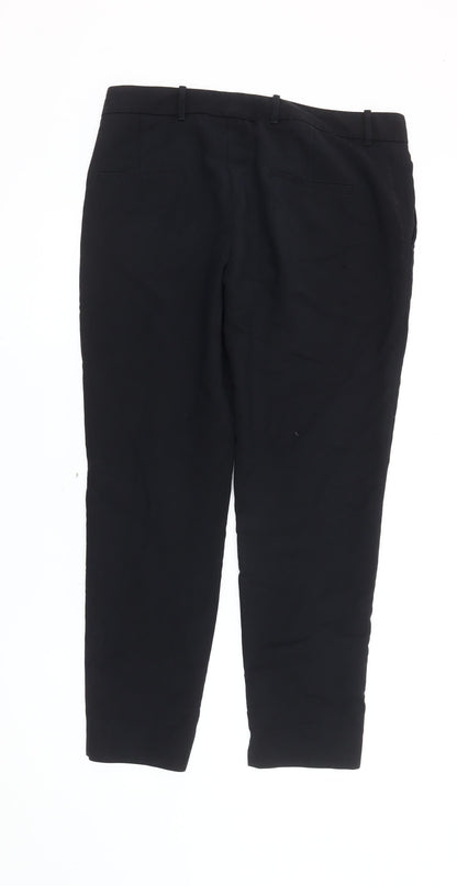 Zara Woman Black Slim Fit Twill Trousers Women's L Workwear Business Stretch