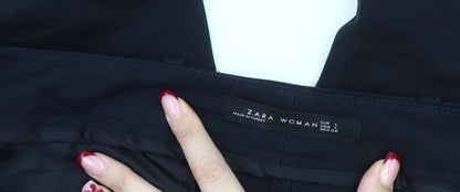 Zara Woman Black Slim Fit Twill Trousers Women's L Workwear Business Stretch
