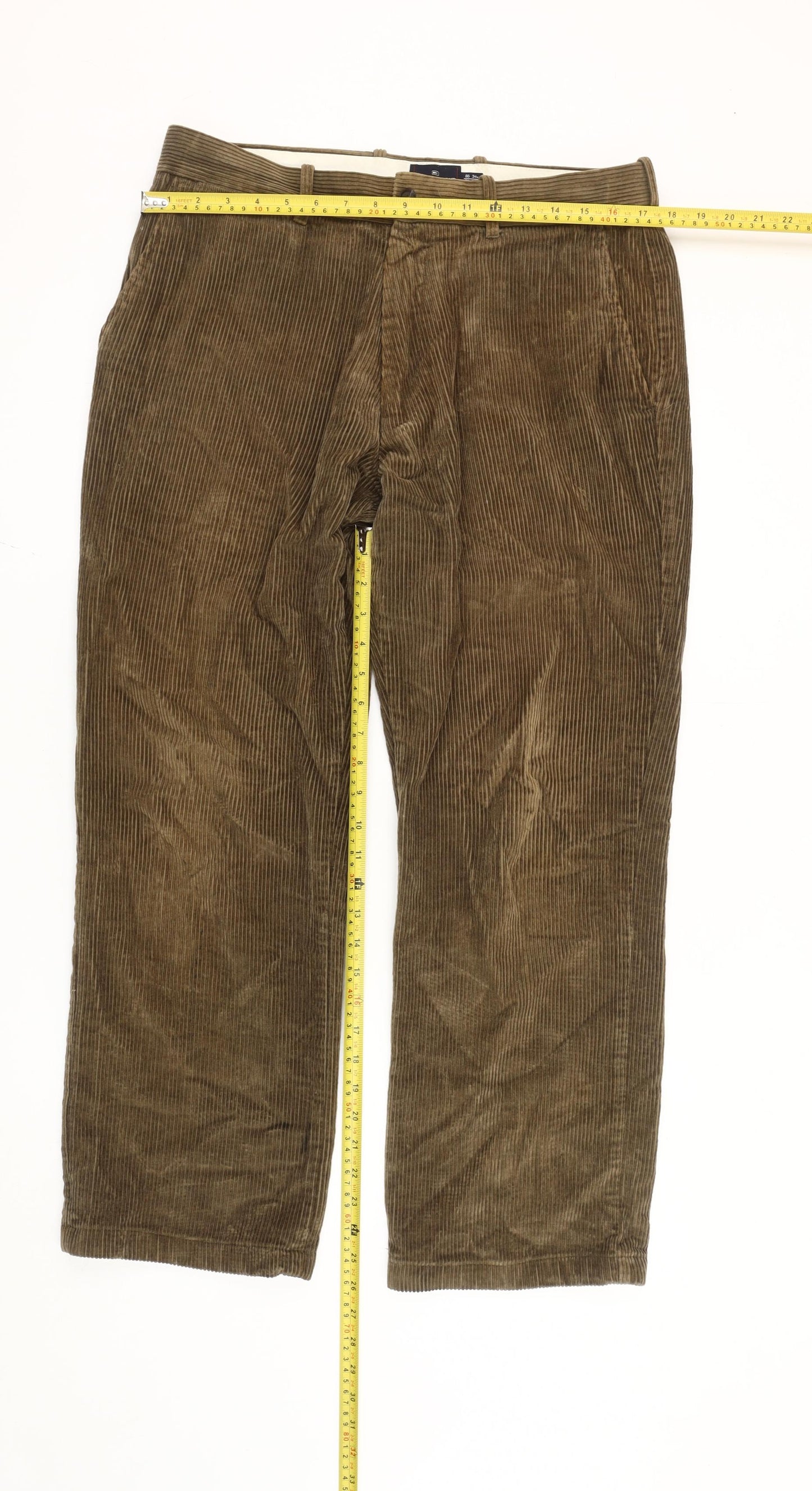 Blue Harbour Men's Brown Corduroy Trousers 34W 31L Straight Leg
