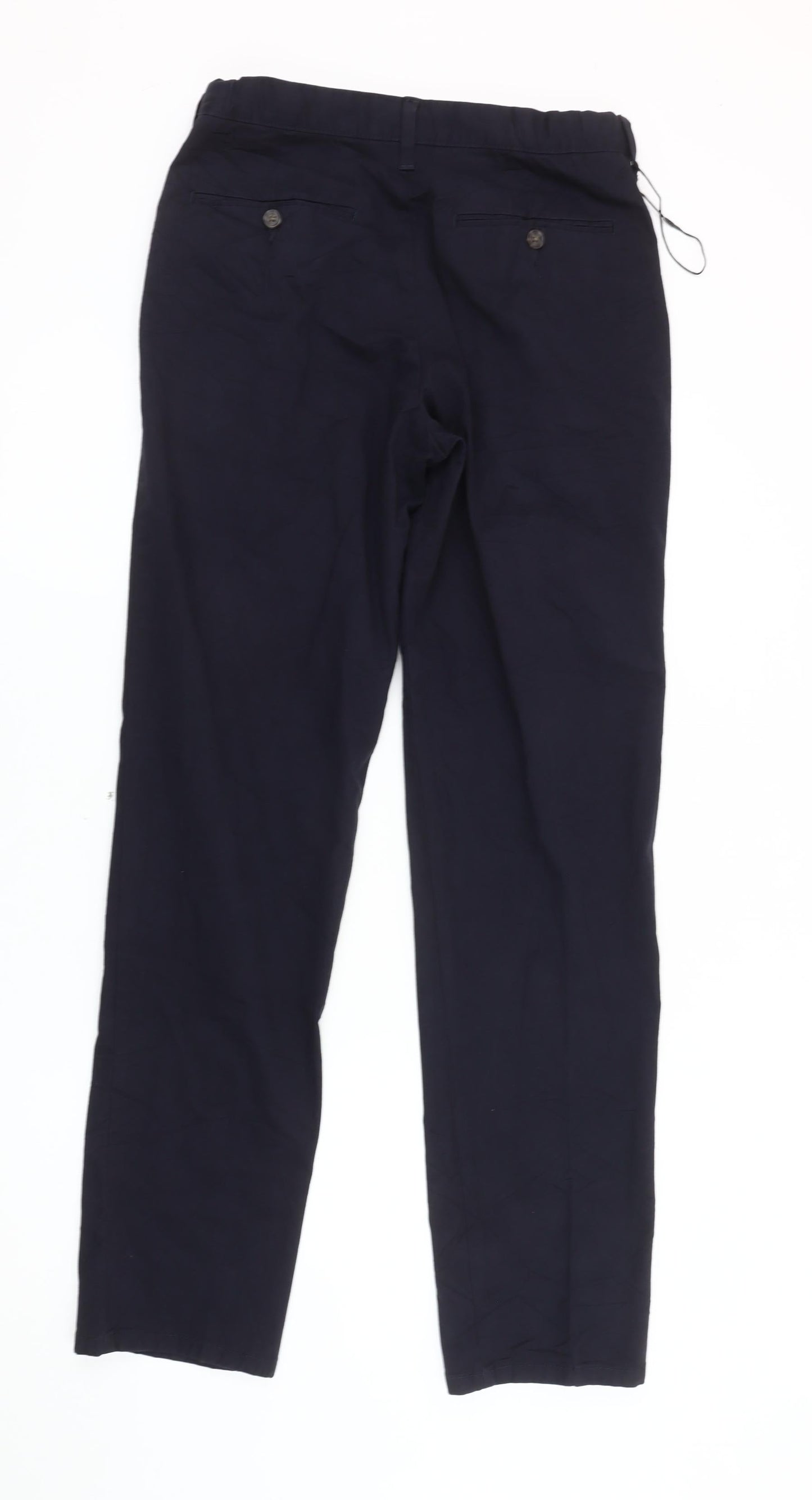 Marks and Spencer Men's Blue Chino Trousers 30W 33L Regular Fit