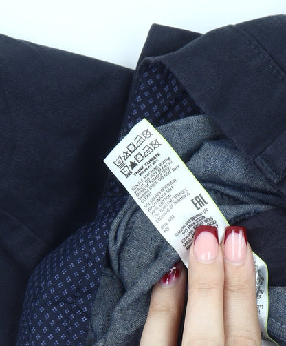 Marks and Spencer Men's Blue Chino Trousers 30W 33L Regular Fit