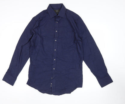 Marks and Spencer Men’s Blue Cotton Twill Regular Fit Shirt 14.5in