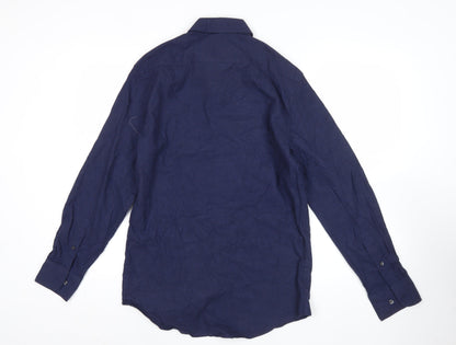Marks and Spencer Men’s Blue Cotton Twill Regular Fit Shirt 14.5in