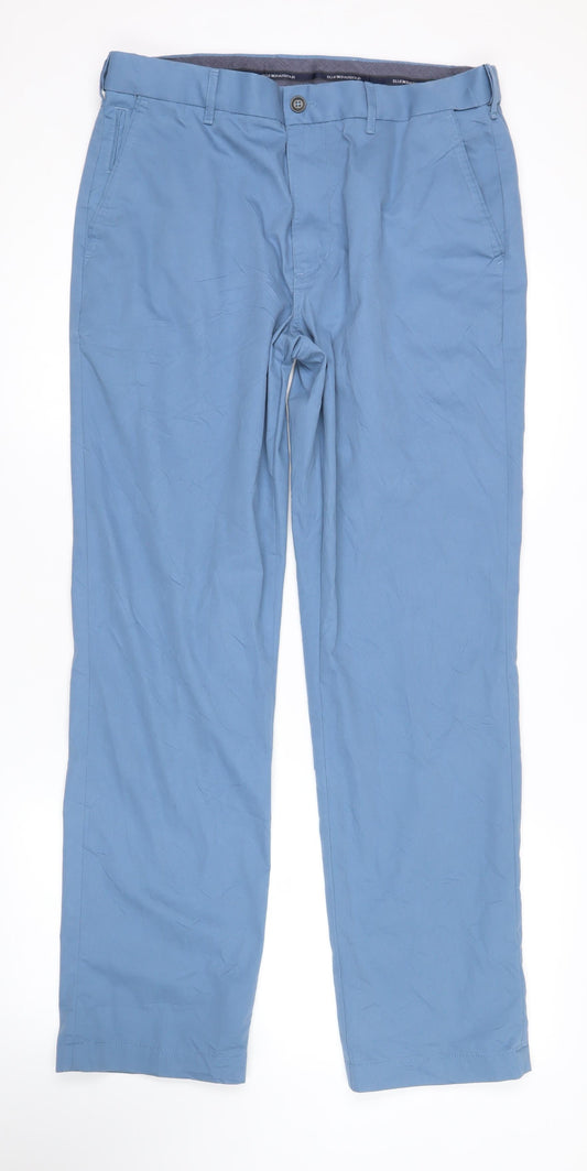 Marks and Spencer Men's Blue Chino Trousers 34W 31L Regular Fit