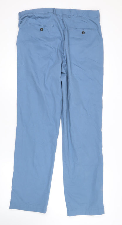 Marks and Spencer Men's Blue Chino Trousers 34W 31L Regular Fit