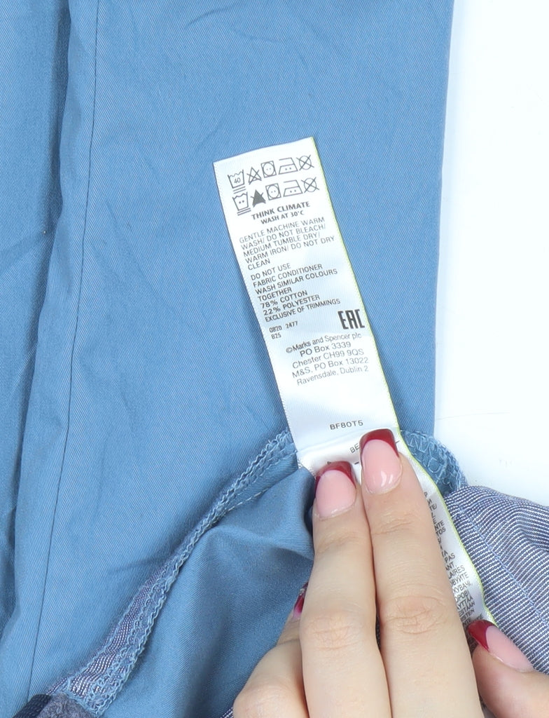 Marks and Spencer Men's Blue Chino Trousers 34W 31L Regular Fit