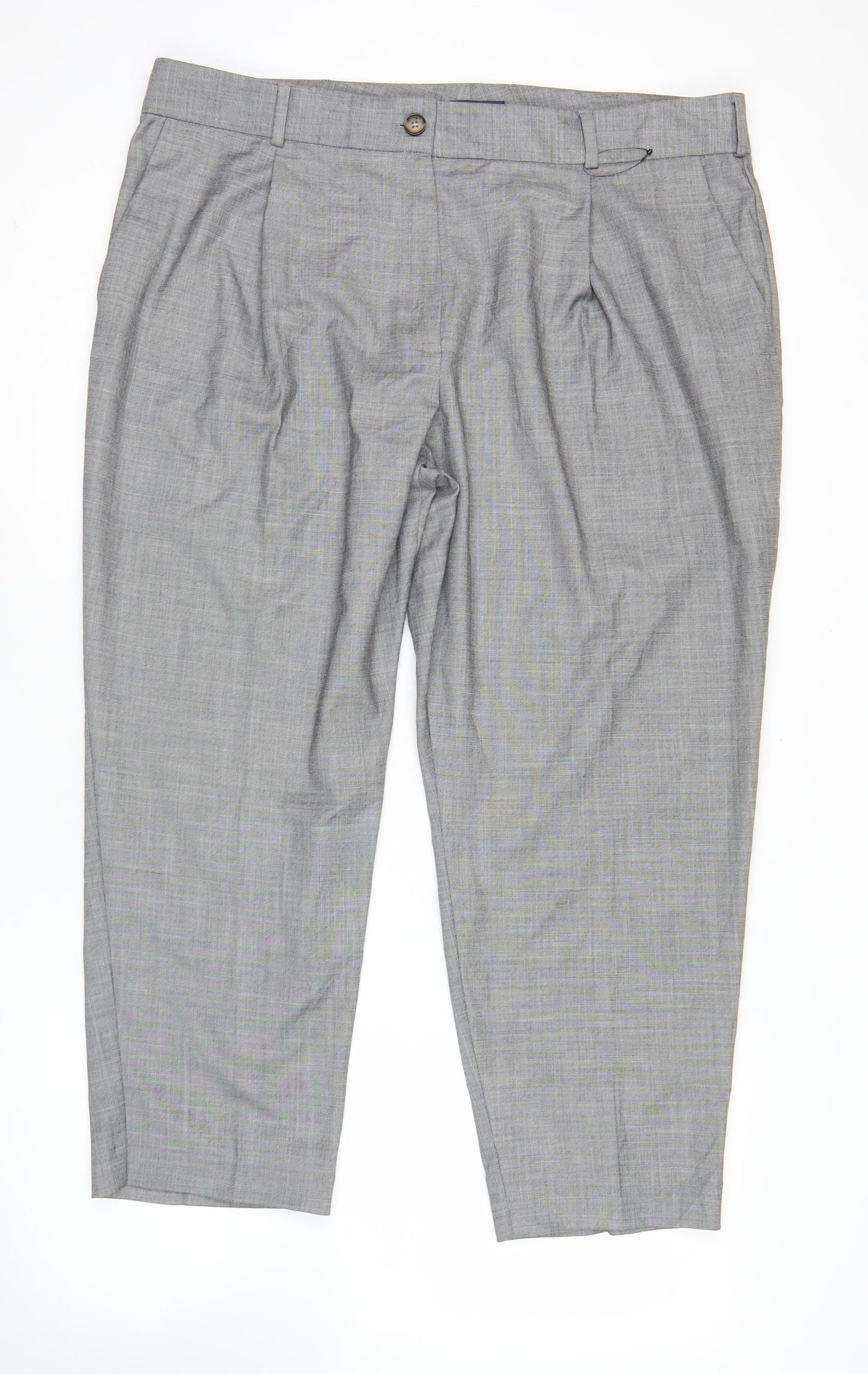 Womens UK Size 20 Marks and Spencer Regular Fit Dress Pants Grey Trousers