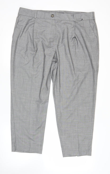 Womens UK Size 20 Marks and Spencer Regular Fit Dress Pants Grey Trousers
