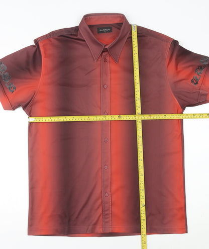 Burton Men's Red Short Sleeve Button-Up Shirt - M, 40in Chest