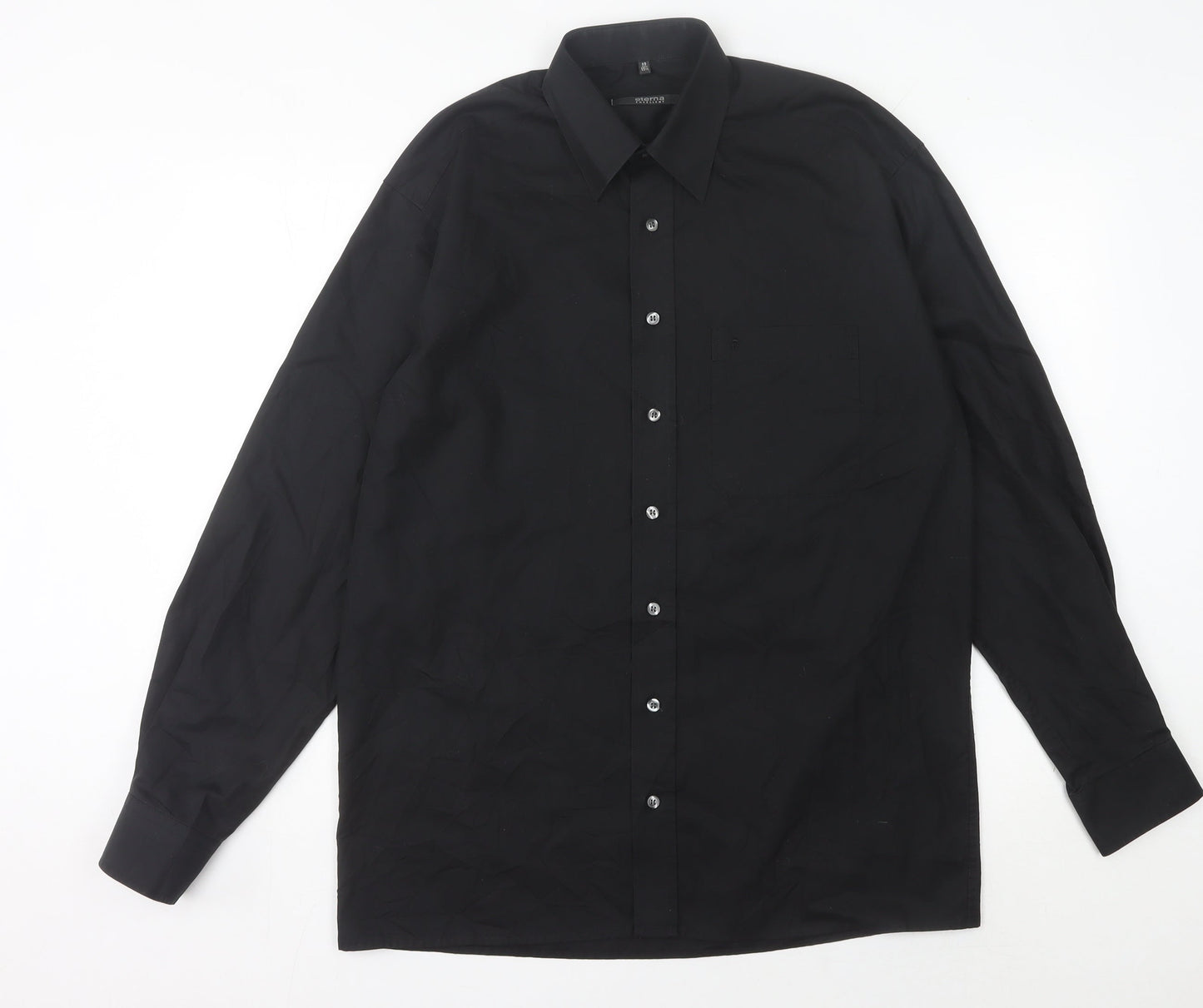 Eterna Men’s Black 15.5” Collared Long Sleeve Button-Up Shirt