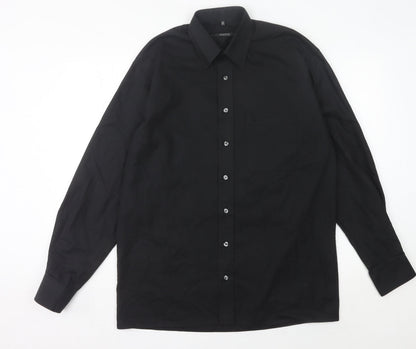 Eterna Men’s Black 15.5” Collared Long Sleeve Button-Up Shirt