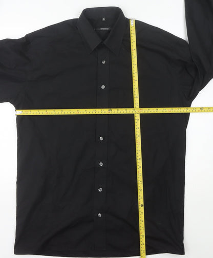 Eterna Men’s Black 15.5” Collared Long Sleeve Button-Up Shirt