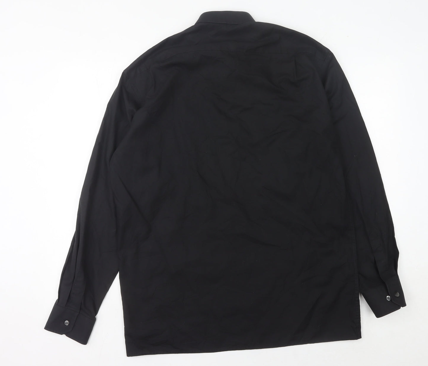 Eterna Men’s Black 15.5” Collared Long Sleeve Button-Up Shirt