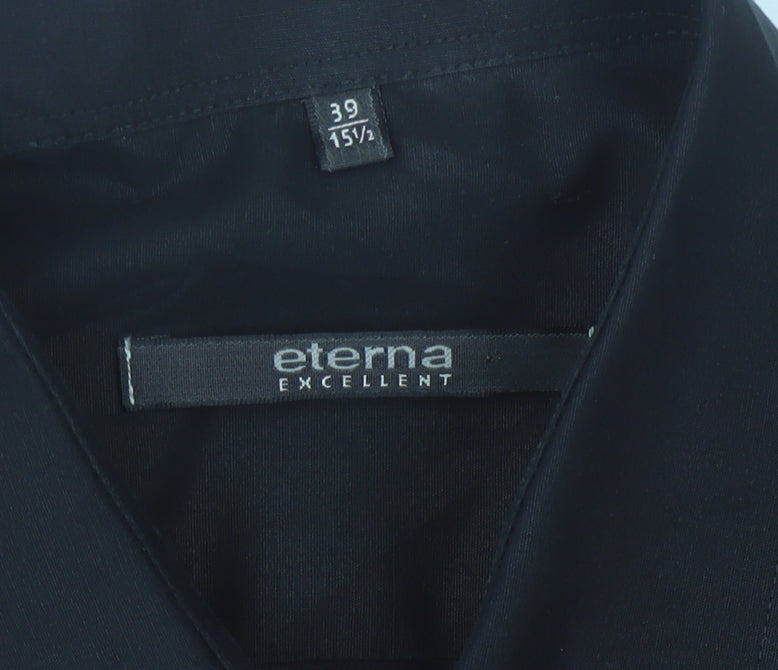 Eterna Men’s Black 15.5” Collared Long Sleeve Button-Up Shirt