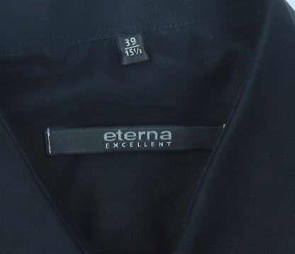 Eterna Men’s Black 15.5” Collared Long Sleeve Button-Up Shirt