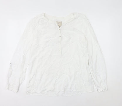 Mantaray Women’s White Embroidered Tunic Blouse Size 12 Viscose